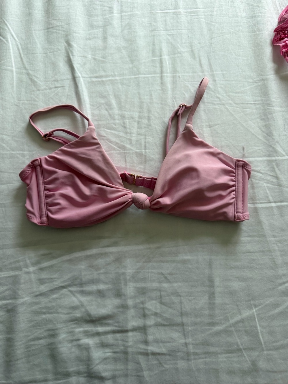 Women's Pink Knot-Front Bikini Top